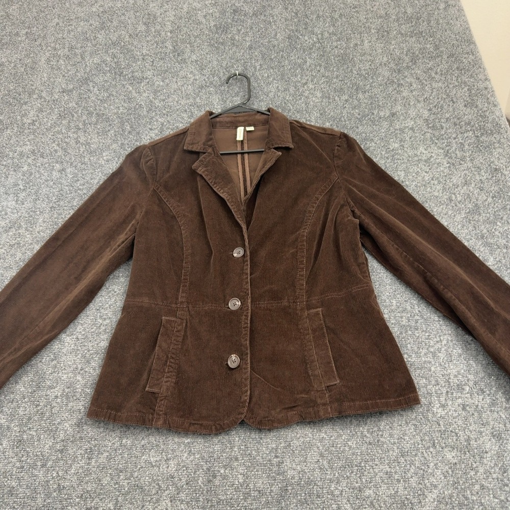 St. John's Bay Blazer Womens L Brown Corduroy Three Button Casual Professional